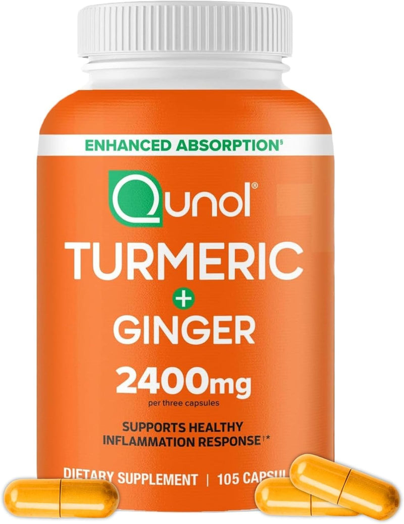 Qunol Turmeric Curcumin 2400mg w/ Black Pepper & Ginger | 105 Ct