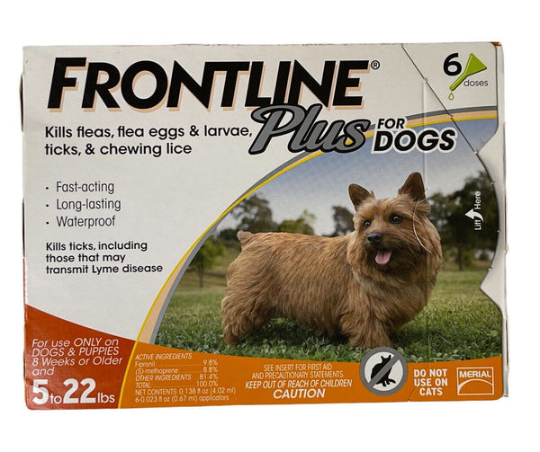Frontline Plus Flea and Tick Treatment for Small Dogs 5-22 LBs 6 Doses