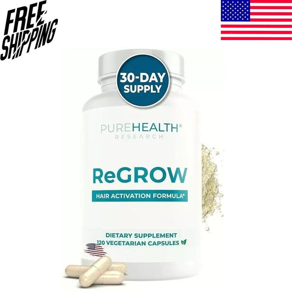 ReGrow Hair Growth Vitamins with Biotin, Hair Supplement by PureHealth Research. 120 capsules
