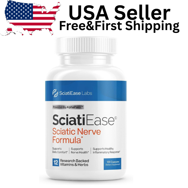 SciatiEase Sciatic Nerve Health Support Supplement - Nerve Support Formula with AlphaPalm, Pea, Vitamin B Complex, Alpha Lipoic Acid 300mg - 120 Capsules