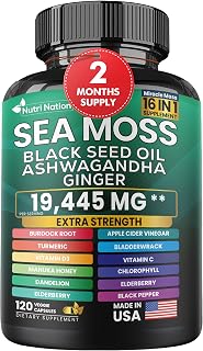 120 capSea Moss 7000Mg Black Seed Oil 4000Mg Ashwagandha 2000Mg Turmeric 2000Mg 120 Cap