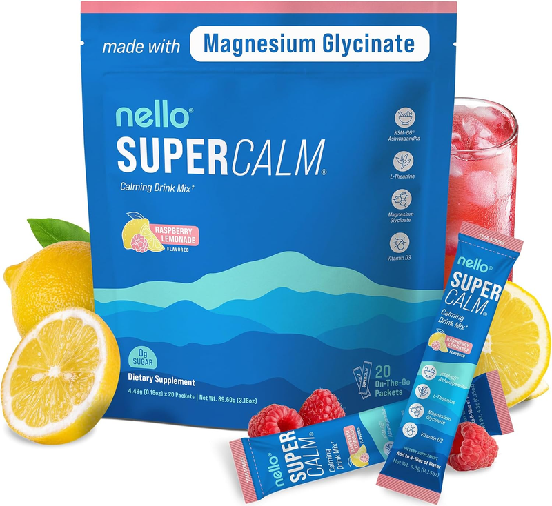 Supercalm Drink Mix - Raspberry Lemonade - Relaxation, Focus, No Sugar 20 Ct