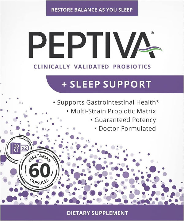 Peptiva 26 Billion CFU Probiotic & Sleep Support - Clinically Validated Multi-St     (60 CAPSULES)