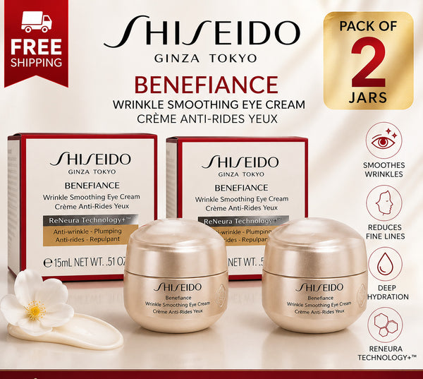 SHISEIDO BENEFIANCE Wrinkle Anti-Aging Smoothing Eye Cream 0.51oz / 15 ml  ( 2 pack)