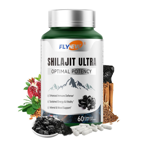 Flynew Shilajit Ultra Optimal Potency, Shilajit Extract with L-Arginine, 60 Capsules