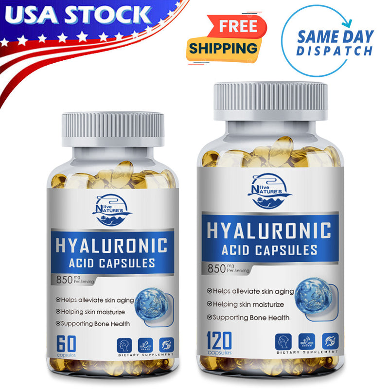 Hyaluronic Acid Anti Aging Hydrating Capsules Wrinkles Fine Lines Joint Health 60 CAPSULES